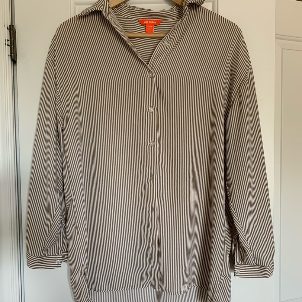 Pinstripe Button-up Blouse